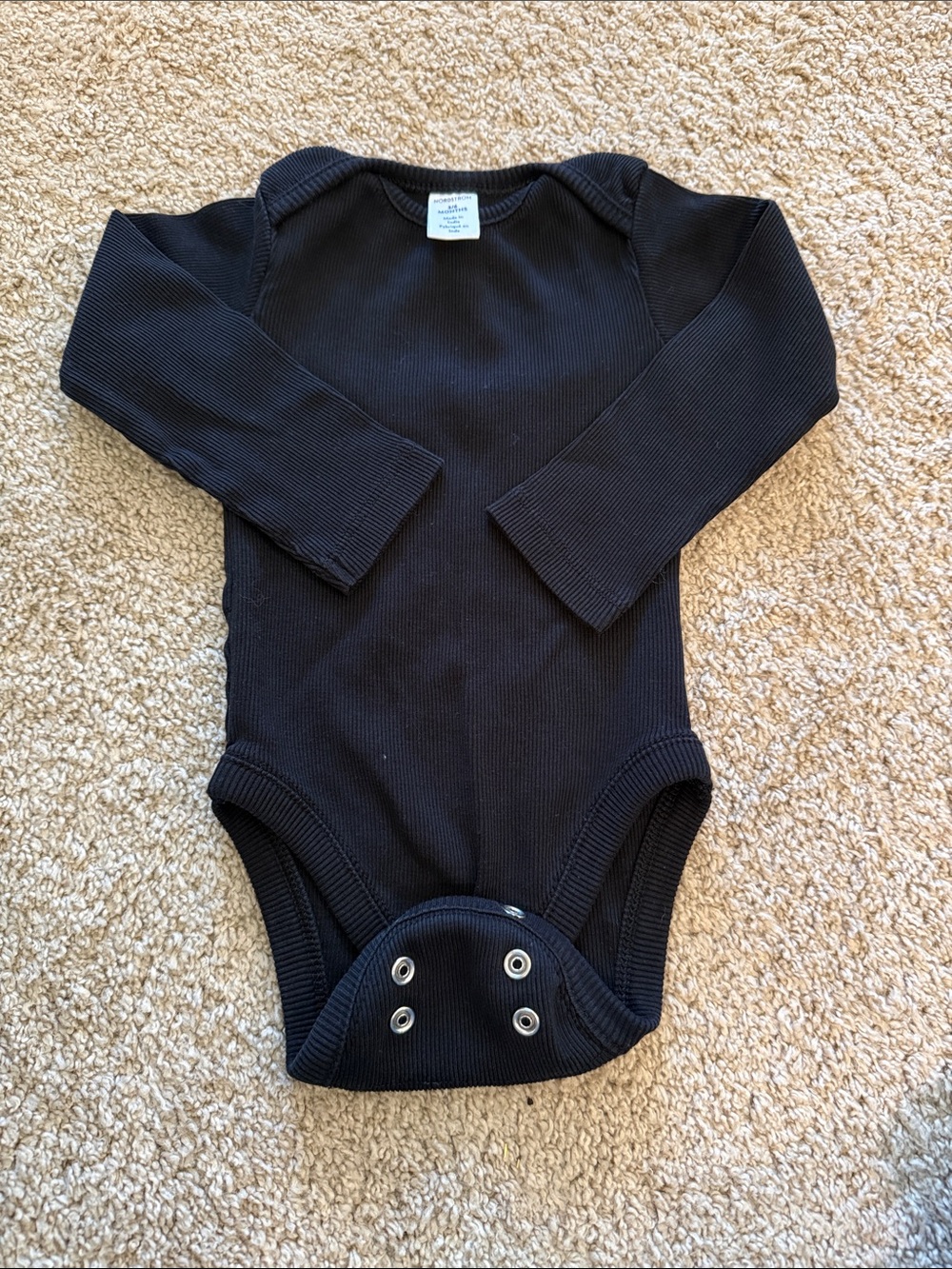Nordstrom Ribbed Black Baby Onesie